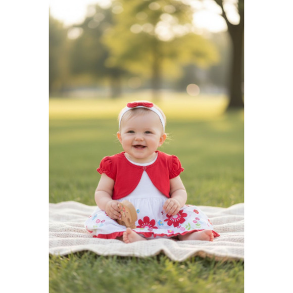 New Baby Dress Set with matching headband underwear size 3 to 6 months - Picture 2 of 3